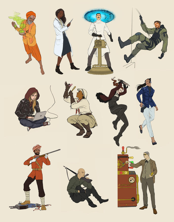 Character designs for Onyx Path Publishing